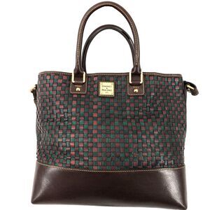 Dooney & Bourke Emerald Green‎ Woven Leather  Chelsea Shoulder Tote